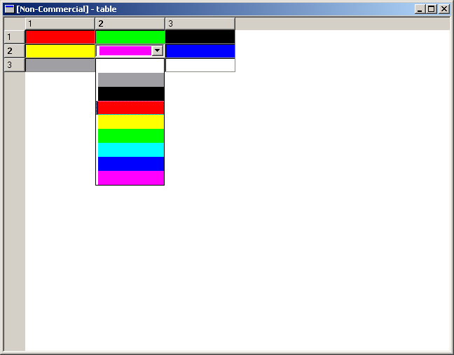 A QTable with ColorTableItems